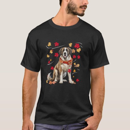 T-shirt Mignonne dinde Saint Bernard chien érable Feuille  (Devant)