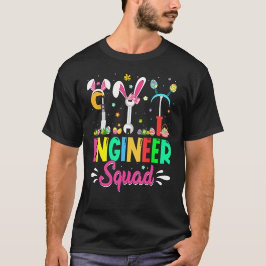 T-shirt Mignonne Easter Engineer Squad Bunny OEufs de Pâqu (Devant)