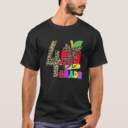 T-shirt Mignonne élèves de 4e année enseignant Leopard App (Devant)