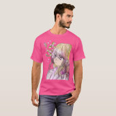 T-shirt Mignonne Elf Druid Avec Le Sakura Tombé (Devant entier)