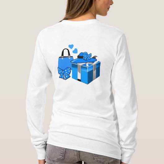 T-shirt Mignonne Emoji mode en bleu avec Shopping (Dos)