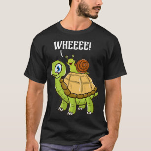 T-shirt Mignonne escargot à cheval sur Turtle Yelling Whee