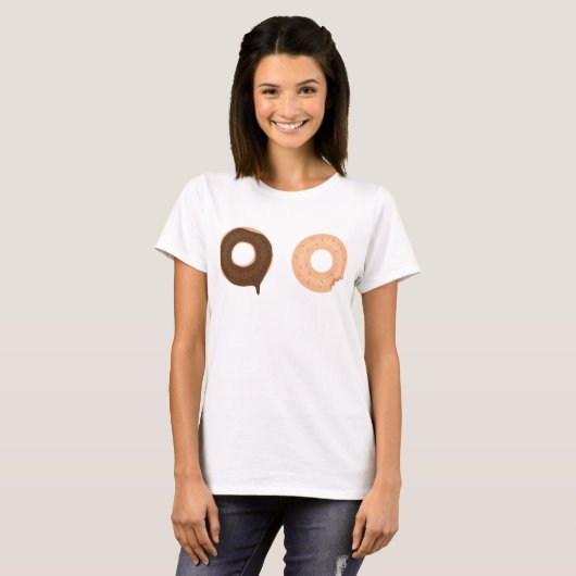 T-shirt Mignonne et drôle deux beignets beignets design t- (Devant entier)