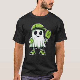 T-shirt Mignonne Fantôme Jouer Pickleball Halloween Paddle
