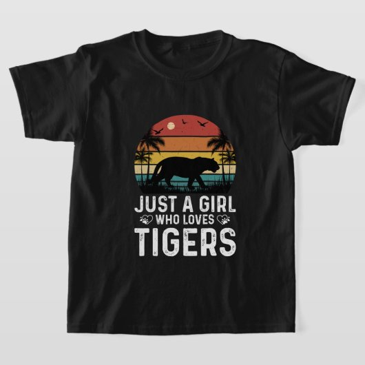 T-shirt Mignonne fille aime les tigres (Poser)