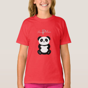 T-shirt Mignonne fille bébé Panda Ours Monogramme