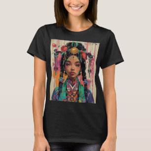 T-shirt Mignonne fille d'anime dans un kimono.
