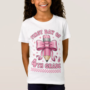 T-Shirt Mignonne Fille de 4e Année Ruban Rose Design Coque