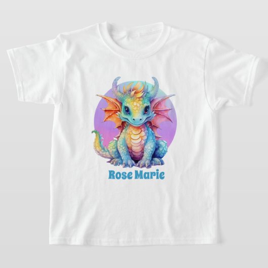 T-shirt mignonne fille dragon amoureux ajouter nom (Poser)