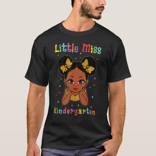 T-shirt Mignonne Fille Noire Retour À L'École Petite Miss  (Devant)