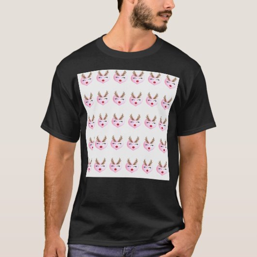 T-shirt Mignonne Fille Reindeer Visage Sur Arrière - plan  (Devant)