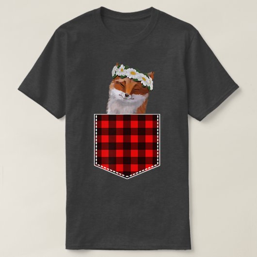 T-shirt Mignonne Fox Avec Des Fleurs De Soleil Sortant De  (Design devant)