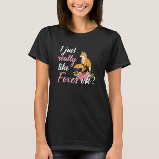 T-shirt Mignonne Fox Lover J'Aime Vraiment Foxes Ok