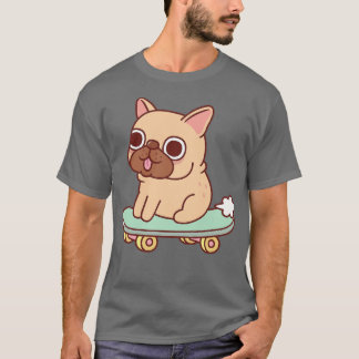 T-shirt Mignonne Français Bulldog Farting Sur Skateboard D