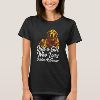 T-shirt Mignonne Golden Retriever Juste Une Fille Qui Aime