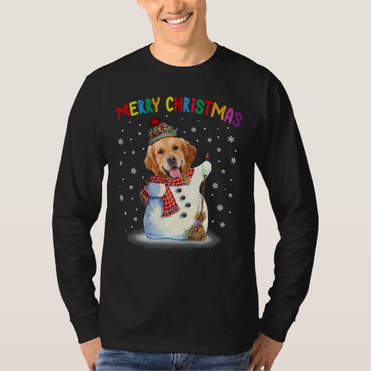 T-shirt Mignonne Golden Retriever Pajama de Noël (Devant)