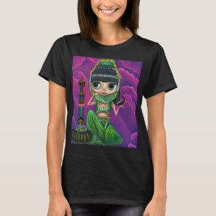T-shirt Mignonne Green Genie Girl Big Eyes Poupée Bouteill