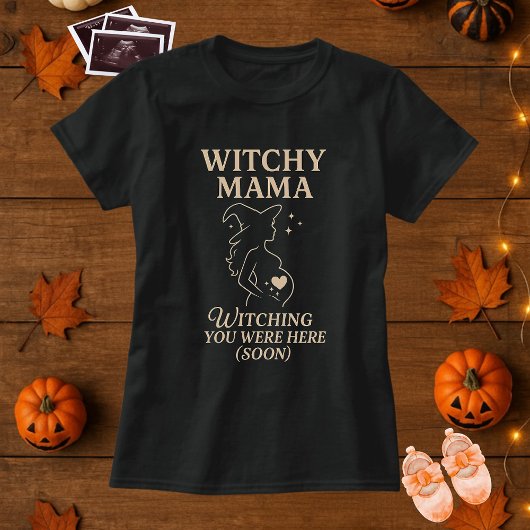 T-shirt Mignonne Halloween Witchy Mama Pregant Wish