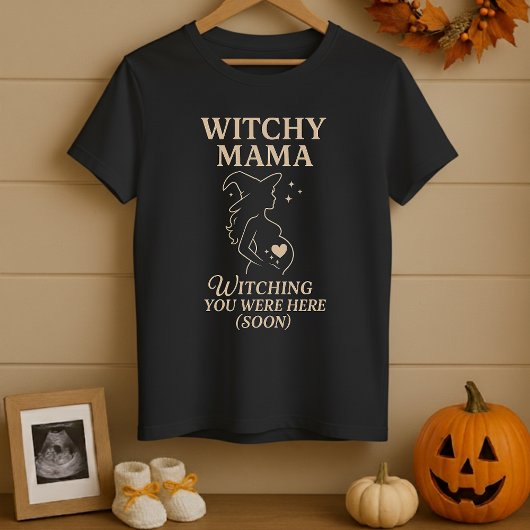 T-shirt Mignonne Halloween Witchy Mama Pregant Wish