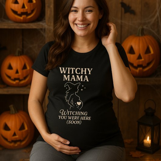 T-shirt Mignonne Halloween Witchy Mama Pregant Wish