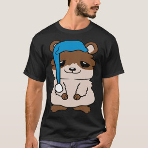 T-shirt Mignonne Hamster Dormir Casquette Oeil Bagues Somm