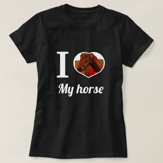 T-shirt Mignonne, j'aime mon cheval, créez votre propre ph (Design devant)