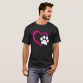 T-shirt Mignonne J'Aime Mon Chien Chiot Chat Paw Coeur (Devant entier)