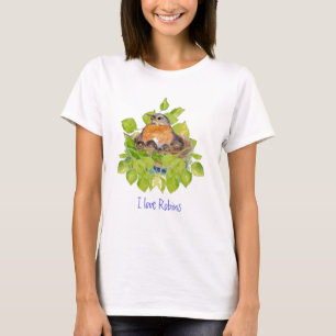 T-shirt Mignonne J'aime Robins, Robin sur Nest