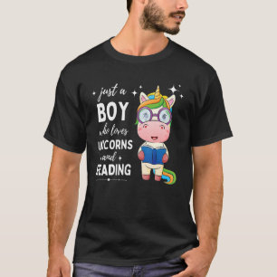 T-shirt Mignonne Just A Boy Who Loy Unicorns and Reading F