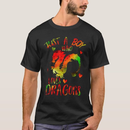 T-shirt Mignonne Juste Un Garçon Qui Aime Les Dragons Homm (Devant)