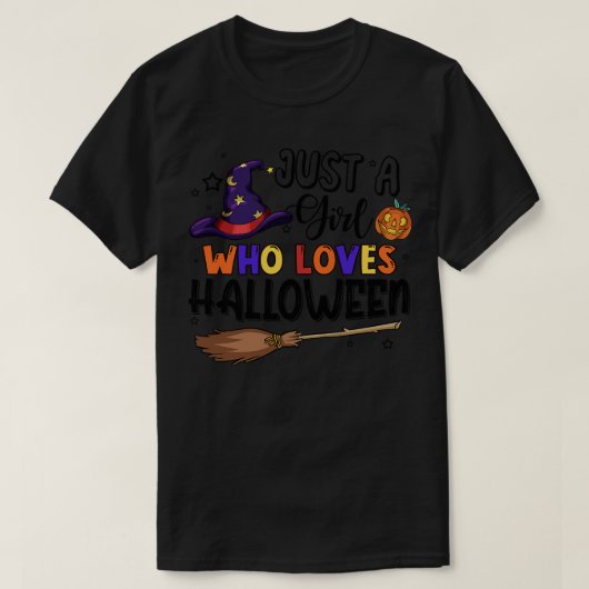 T-shirt Mignonne Juste Une Fille Qui Aime Halloween sorciè (Design devant)