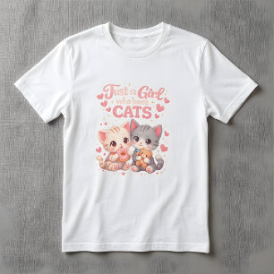 T-shirt Mignonne Juste une fille qui aime les chats Mignon