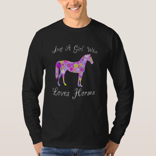 T-shirt Mignonne Juste Une Fille Qui Aime Les Chevaux (Devant)