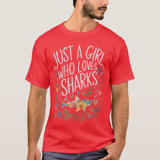 T-shirt Mignonne juste une fille qui aime les requins homm