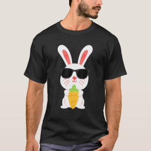 T-shirt Mignonne Lapin de Pâques Lunettes de soleil Carott