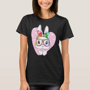 T-shirt Mignonne lapin de Pâques visage Tie Dye Bow lunett