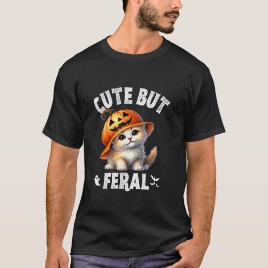 T-shirt Mignonne mais Feral Kitten Amoureux de les chats C (Devant)