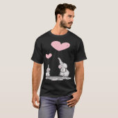 T-shirt Mignonne maman Bébé Eléphant Coeur Rose Ballons (Devant entier)