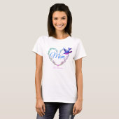 T-shirt Mignonne Maman Coeur Coeur Colibri Bleu pourpre (Devant entier)
