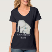T-shirt Mignonne maman et bébé éléphant (Devant)