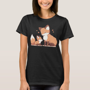 T-shirt Mignonne maman et bébé renard
