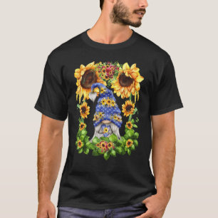 T-shirt Mignonne Maman Été Gnomie Avec Sunflowe Fleuri Jau