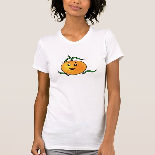 T-shirt Mignonne Mandarin Orange avec visage souriant (Devant)