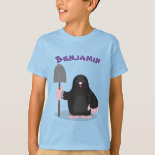 T-shirt Mignonne mole avec dessin à la pelle