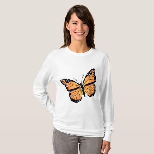T-shirt Mignonne Monarque Papillon Art Hommes Femmes Beurr (Devant entier)