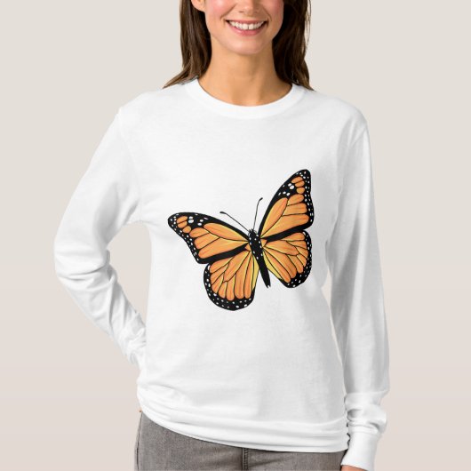 T-shirt Mignonne Monarque Papillon Art Hommes Femmes Beurr (Devant)