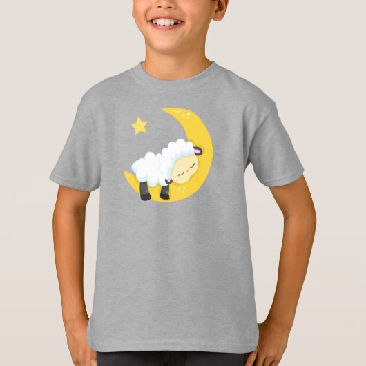 T-shirt Mignonne Mouton, Mouton Dormant, Lune, Étoiles, So (Devant)