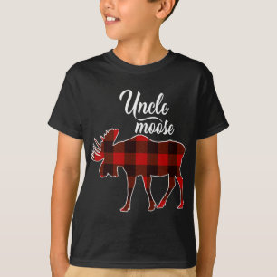 T-shirt Mignonne oncle Moose Rouge Plaid Noël Correspondan