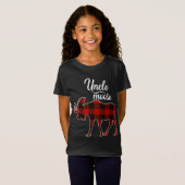 T-Shirt Mignonne oncle Moose Rouge Plaid Noël Correspondan (Devant entier)