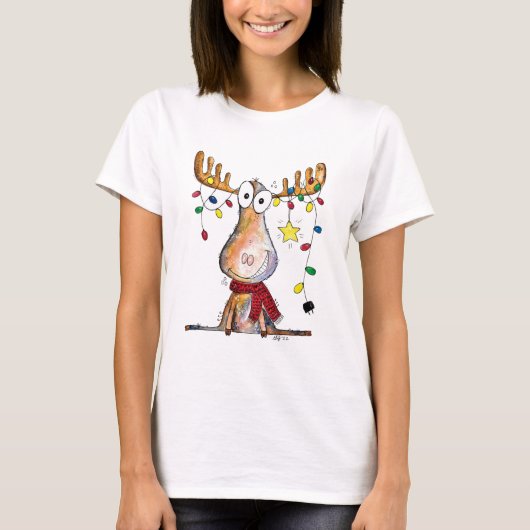 T-shirt Mignonne orignal de Noël (Devant)